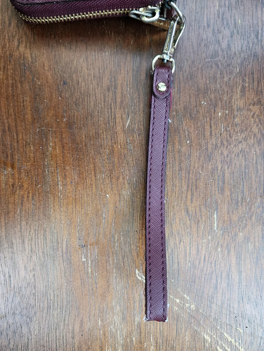 Michael Kors Burgundy Saffiano Leather Zip Around Wristlet Wallet